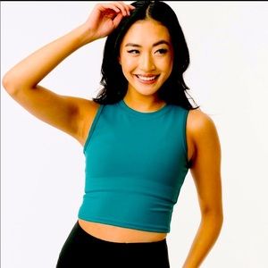Zyia High Neck Emerald Green Stronger Crop Tank - Small